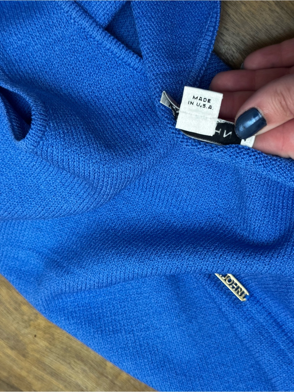 ST. JOHN Cobalt Blue Knit Tank Top Size L - Picture 7 of 8